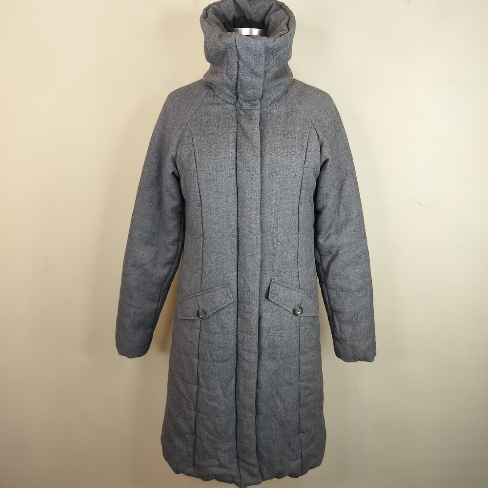 The North Face Primaloft Wool Puffer Coat Women's Small Funnel Neck Gray
